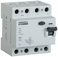 Выключатель дифференциальный (УЗО) ВД1-63 4п 25А 30мА тип AC GENERICA | код. MDV15-4-025-030 | IEK